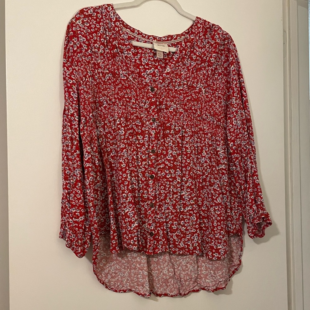 Knox Rose Blouse red floral size XXL